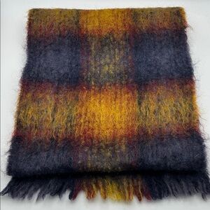 United Colors of Benetton Vintage Plaid Wool Scarf Gorgeous Colors EUC